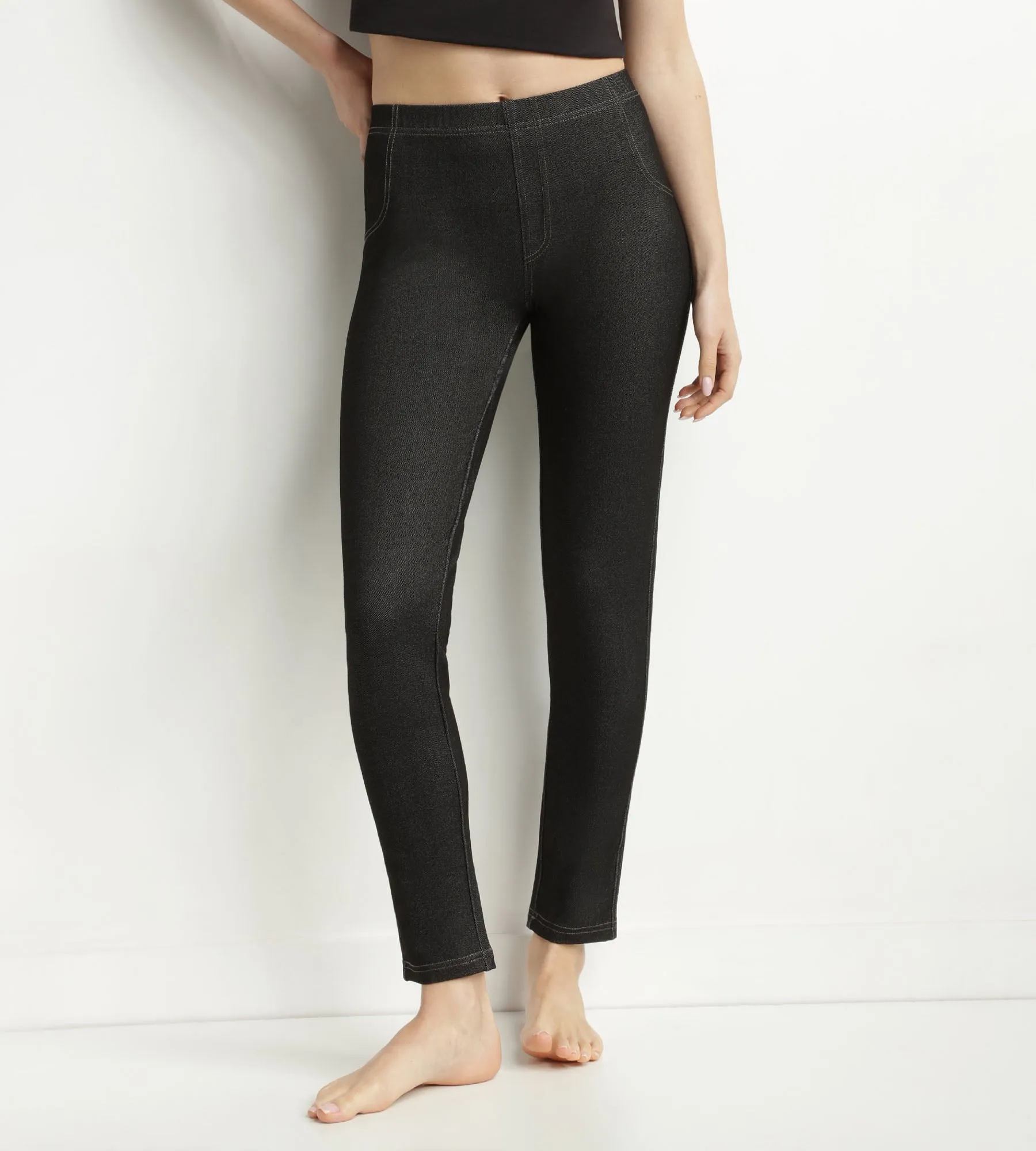 Women's black denim leggings with pockets Dim Relax & Go
