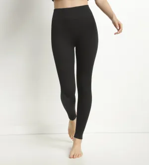 Women's black ribbed leggings with extra wide waistband Dim Relax & Go
