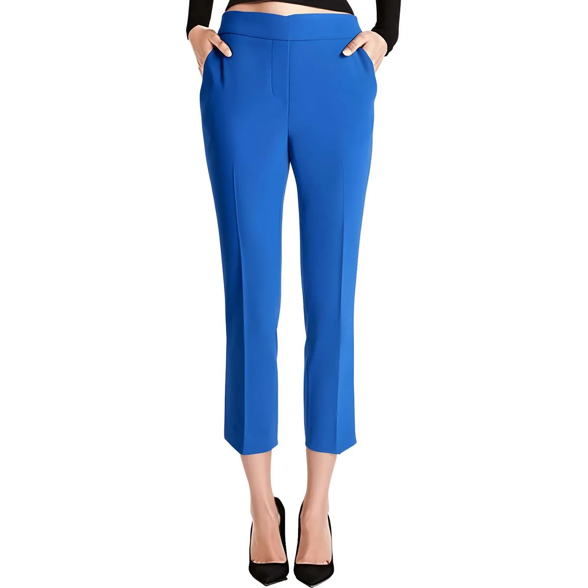 Womens Solid Polyester Cropped Pants