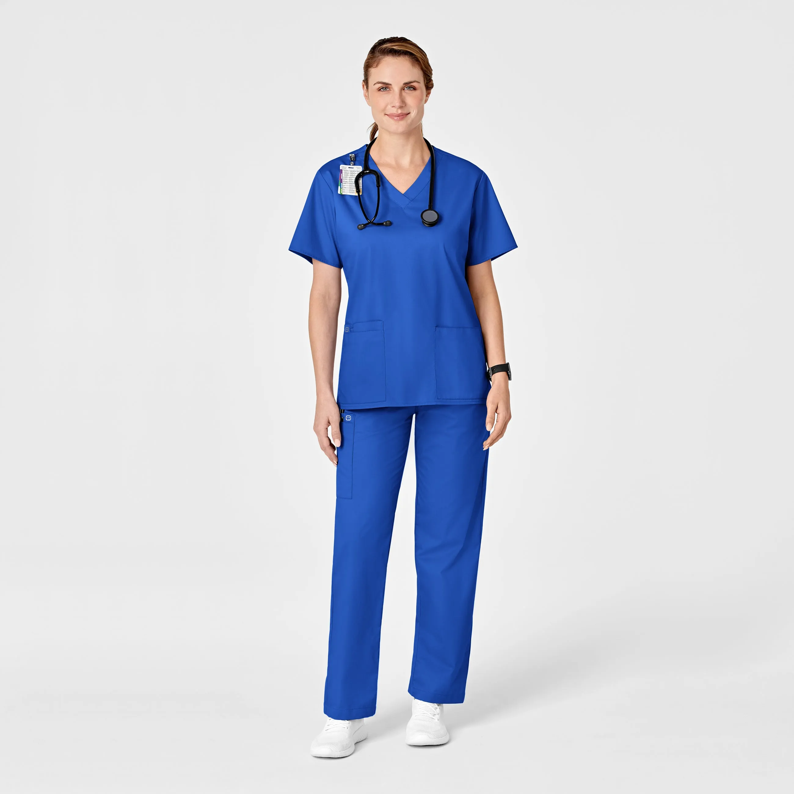 WonderWORK Women's Pull-On Cargo Scrub Pant - Royal
