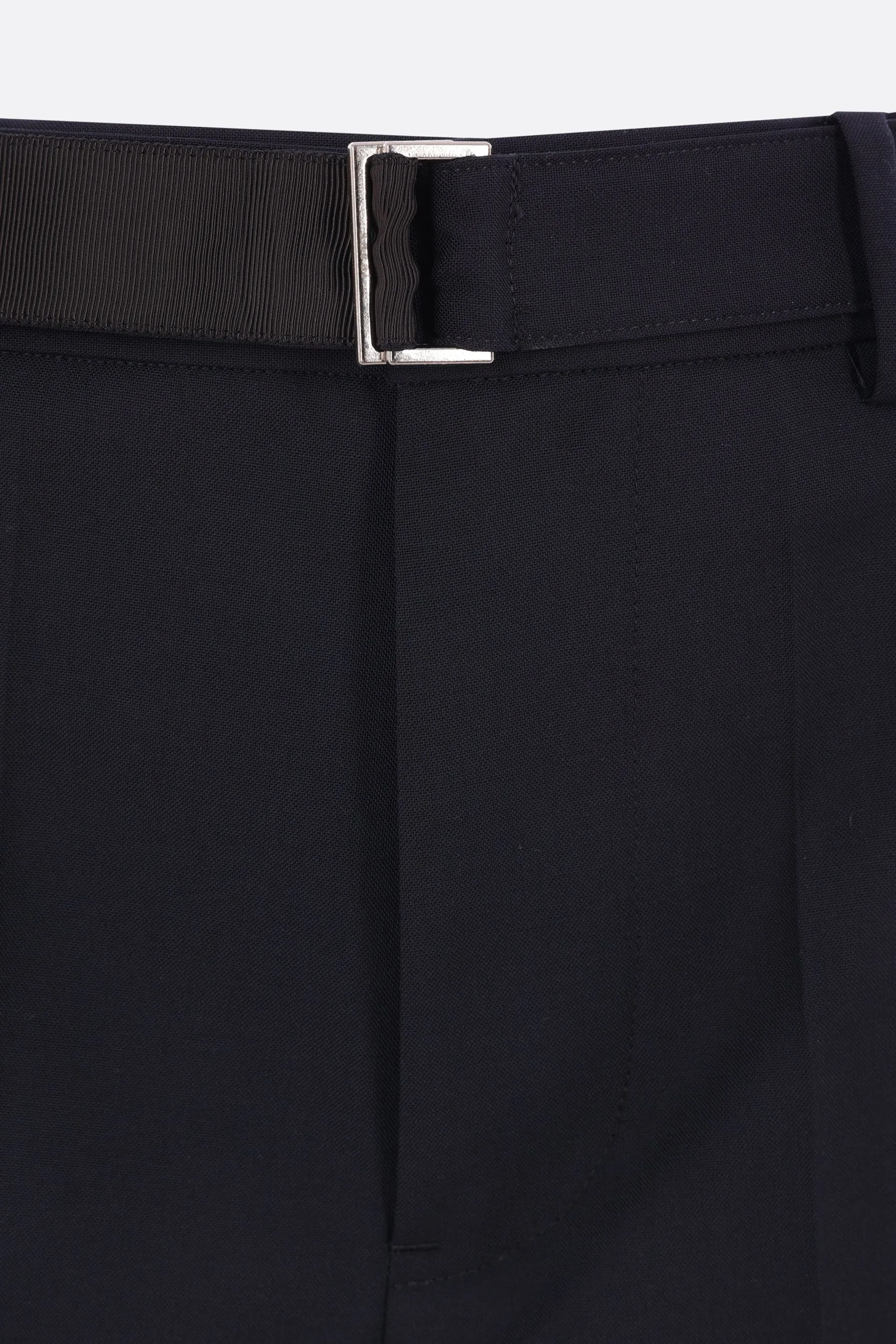 wool blend and denim shorts with belt