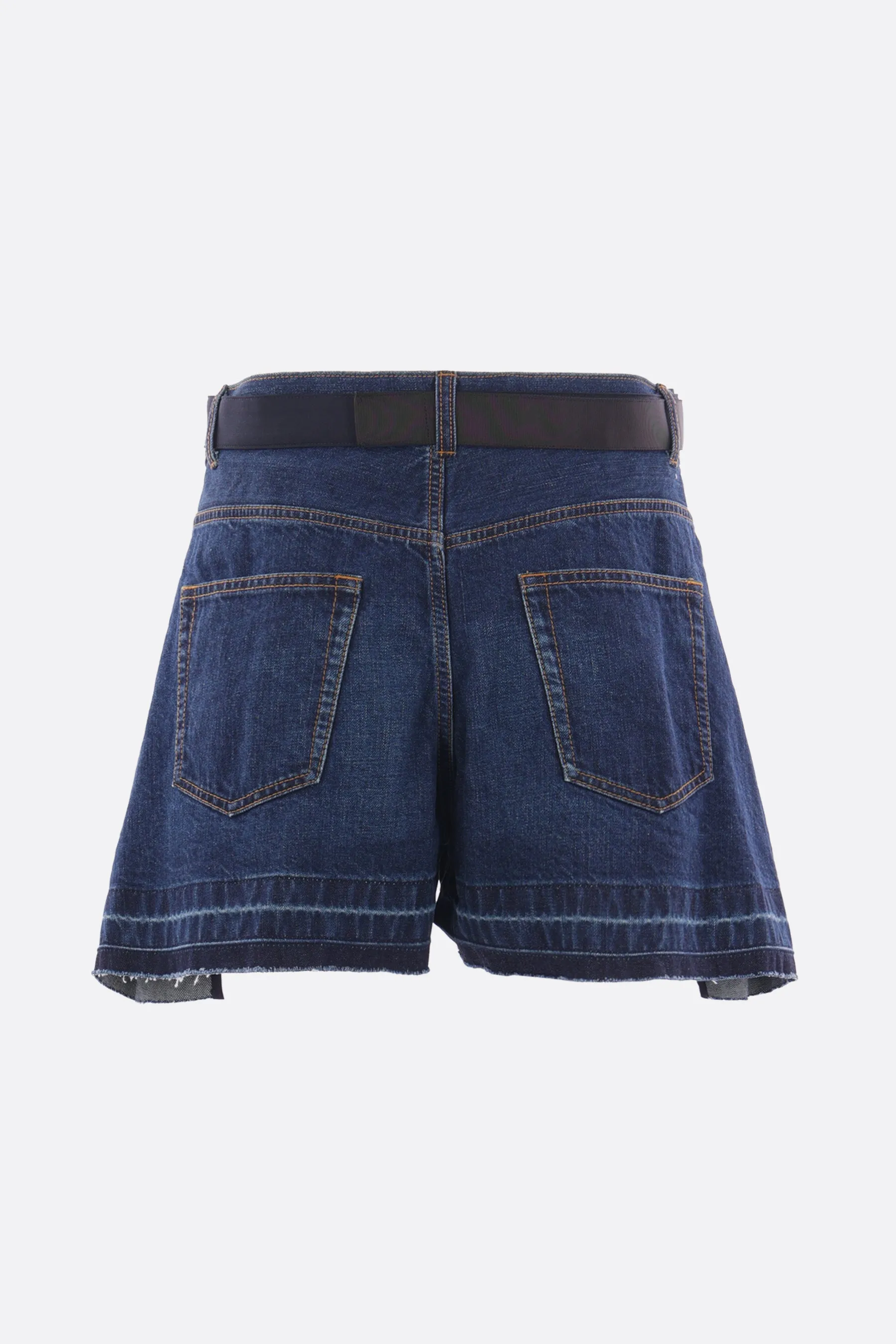 wool blend and denim shorts with belt